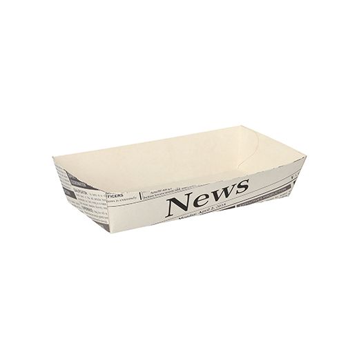 Podstavki za pomfrit, karton 3,5 cm x 7 cm x 15 cm bela "Newsprint" 1