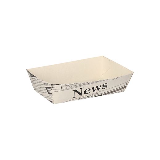 Podstavki za pomfrit, karton 3,5 cm x 7 cm x 12 cm bela "Newsprint" 1