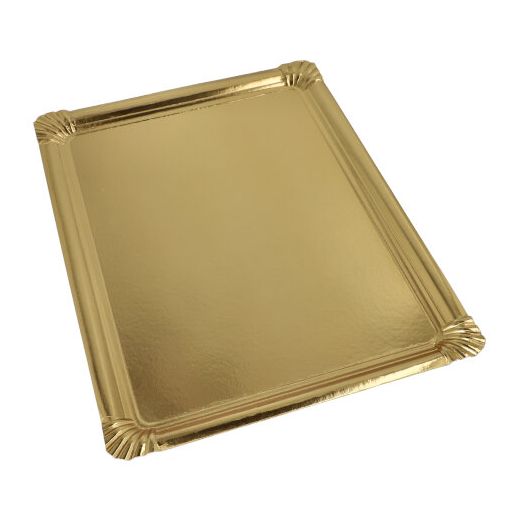 Servirni pladnji, karton, prevlečeni s PET kvadratna 34 cm x 45,5 cm zlata 1