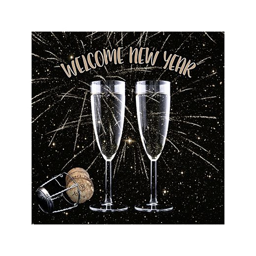 Serviete, 3-slojne zložene 1/4 25 cm x 25 cm "Welcome New Year" 1