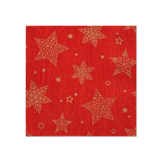 Serviete, 3-slojne zložene 1/4 25 cm x 25 cm rdeča "Christmas Shine" 1
