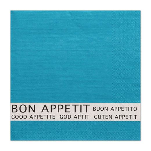 Serviete, 3-slojne zložene 1/4 33 cm x 33 cm turkizna "Bon Appetit" 1