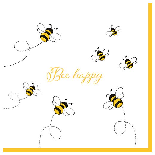 Serviete, 3-slojne zložene 1/4 33 cm x 33 cm "Bee Happy" 1