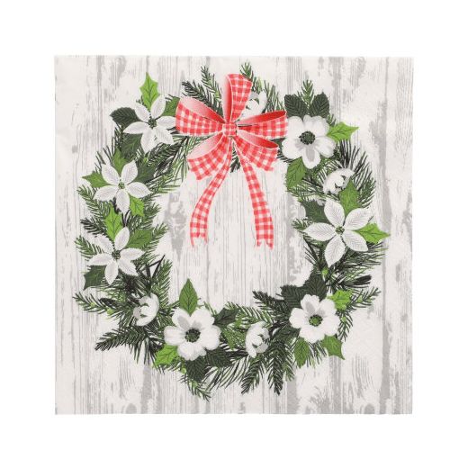 Serviete, 3-slojne zložene 1/4 33 cm x 33 cm "Christmas Wreath" 1