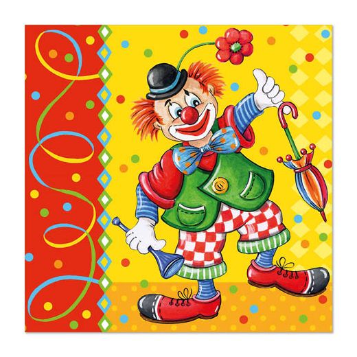 Serviete, 3-slojne zložene 1/4 33 cm x 33 cm "Clown" 1