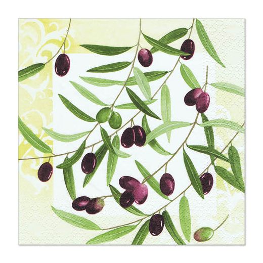 Serviete, 3-slojne zložene 1/4 33 cm x 33 cm "Olive Twig" 1