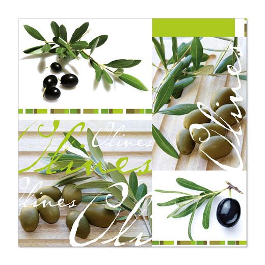 Serviete, 3-slojne zložene 1/4 33 cm x 33 cm "Olives" 1