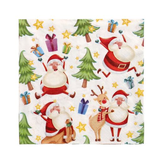 Serviete, 3-slojne zložene 1/4 33 cm x 33 cm "Happy Santa" 1