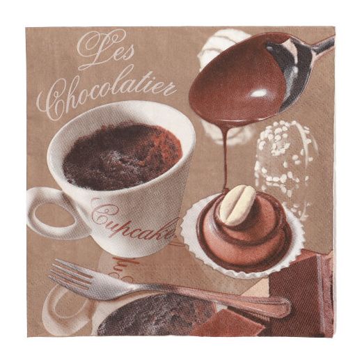 Serviete, 3-slojne zložene 1/4 33 cm x 33 cm "Les Chocolatier" 1