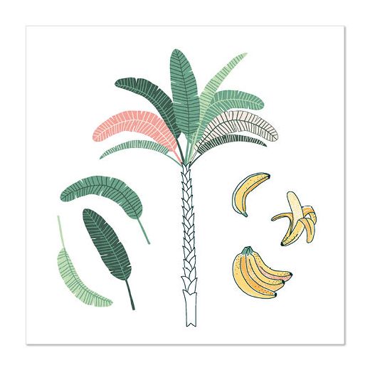 Serviete, 3-slojne zložene 1/4 33 cm x 33 cm "Palm and Bananas" 1
