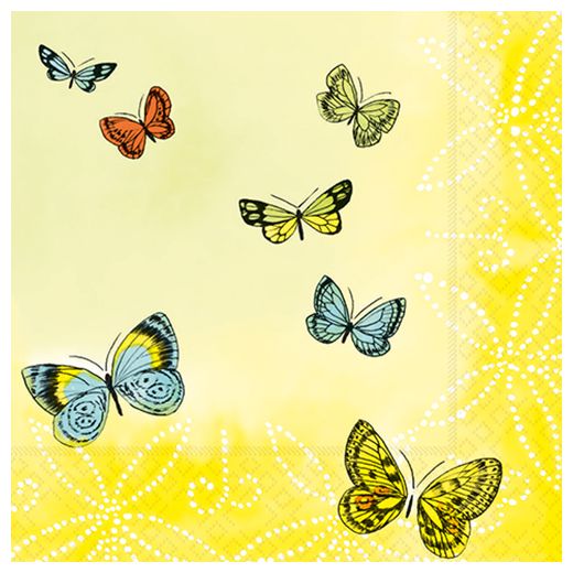Serviete, 3-slojne zložene 1/4 33 cm x 33 cm "Papillons" 1