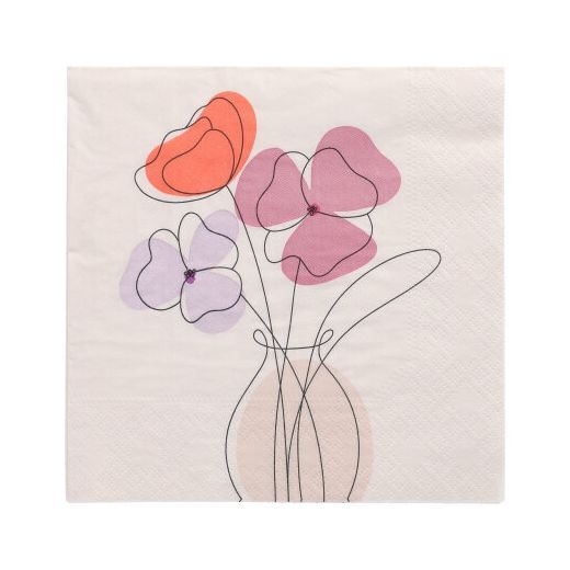 Serviete, 3-slojne zložene 1/4 33 cm x 33 cm "Vase of Flowers" 1