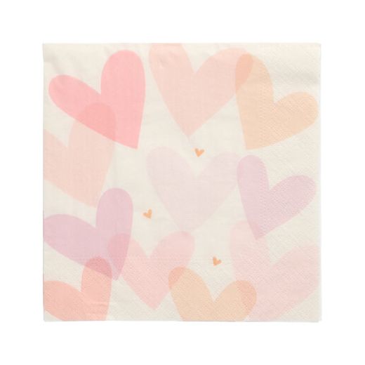 Serviete, 3-slojne zložene 1/4 33 cm x 33 cm "Pastell Hearts" 1