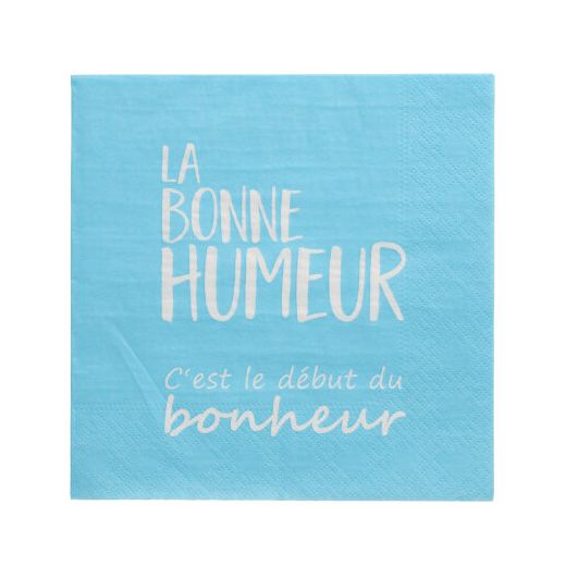 Serviete, 3-slojne zložene 1/4 33 cm x 33 cm modra "La Bonne Humeur" 1