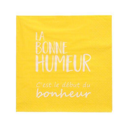 Serviete, 3-slojne zložene 1/4 33 cm x 33 cm rumena "La Bonne Humeur" 1