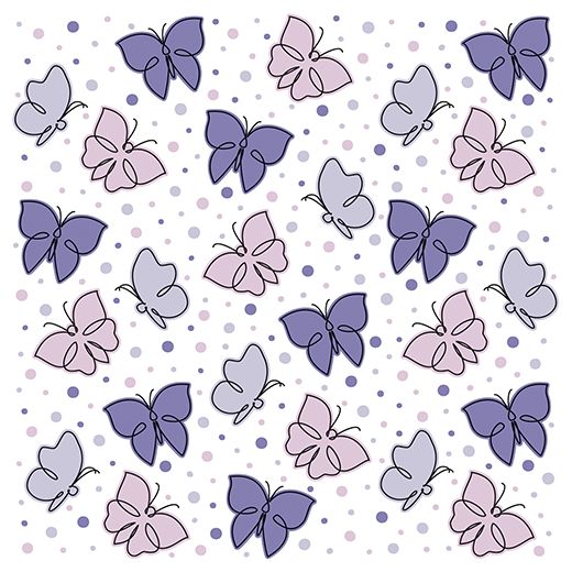 Serviete, 3-slojne zložene 1/4 33 cm x 33 cm vijolična "Papillons" 1