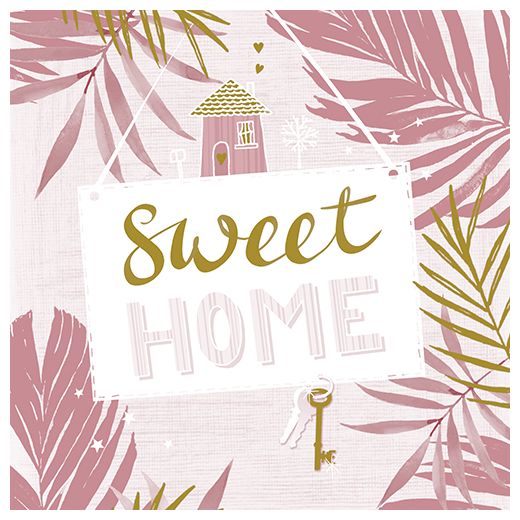 Serviete, 3-slojne zložene 1/4 33 cm x 33 cm roza "Sweet Home" 1