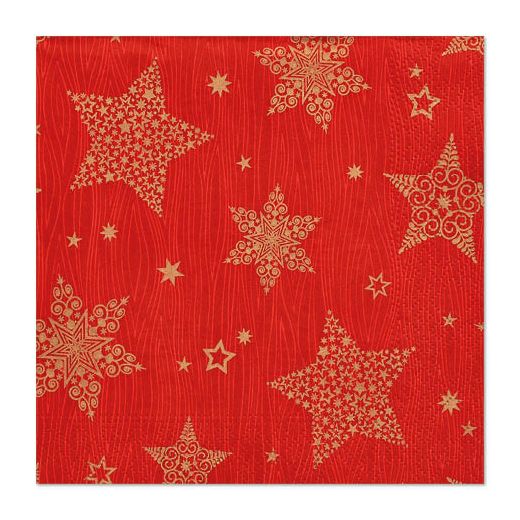 Serviete, 3-slojne zložene 1/4 33 cm x 33 cm rdeča "Christmas Shine" 1