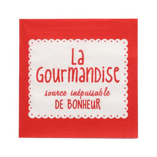 Serviete, 3-slojne zložene 1/4 33 cm x 33 cm rdeča "La Gourmandise" 1