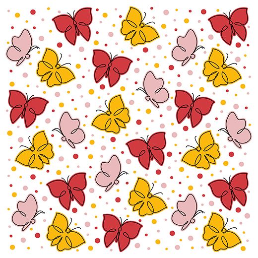 Serviete, 3-slojne zložene 1/4 33 cm x 33 cm rdeča "Papillons" 1