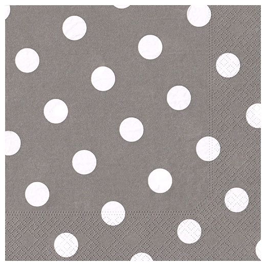 Serviete, 3-slojne zložene 1/4 40 cm x 40 cm siva "Dots" 1
