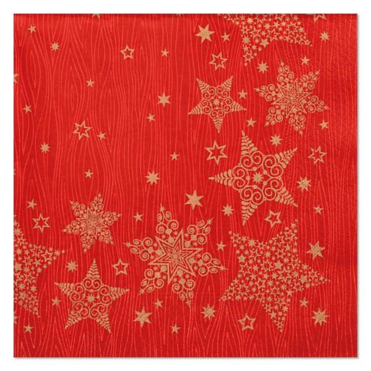 Serviete, 3-slojne zložene 1/4 40 cm x 40 cm rdeča "Christmas Shine" 1