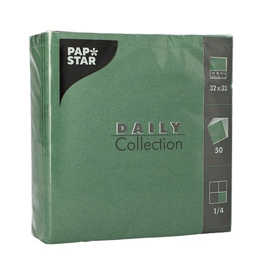 Serviete "DAILY Collection" zložene 1/4 32 cm x 32 cm temno zelena 1
