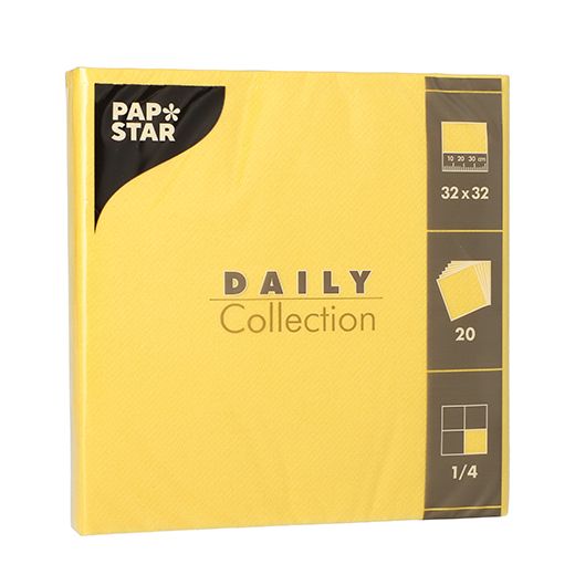 Serviete "DAILY Collection" zložene 1/4 32 cm x 32 cm rumena 1