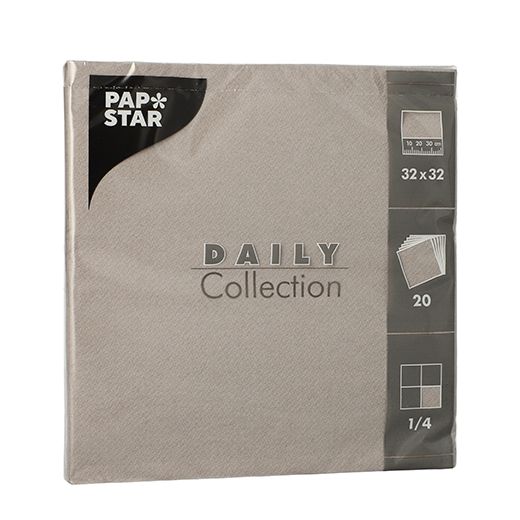 Serviete "DAILY Collection" zložene 1/4 32 cm x 32 cm siva 1