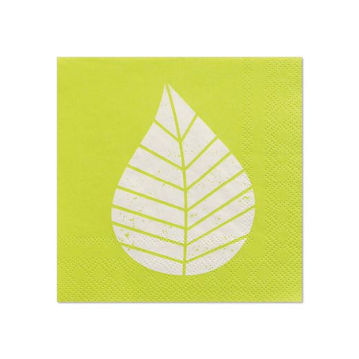 Serviete, 3-slojne zložene 1/4 25 cm x 25 cm zelena "Graphic Leaves" 1