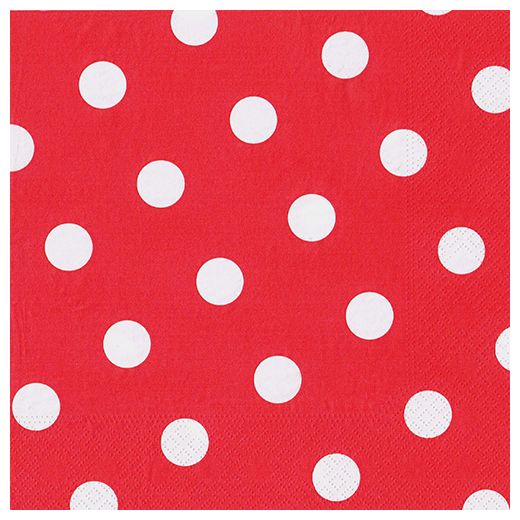 Serviete, 3-slojne zložene 1/4 40 cm x 40 cm rdeča "Dots" 1