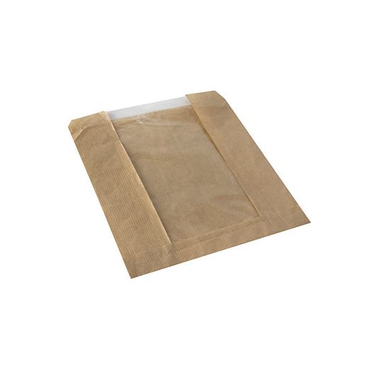 Pekovske vrečke s PLA-okencem "pure" 18 cm x 21,5 cm rjava 1
