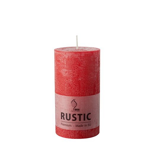 Sveče, cilinder Ø 68 mm · 130 mm rdeča "Rustic" barvne v celoti 1