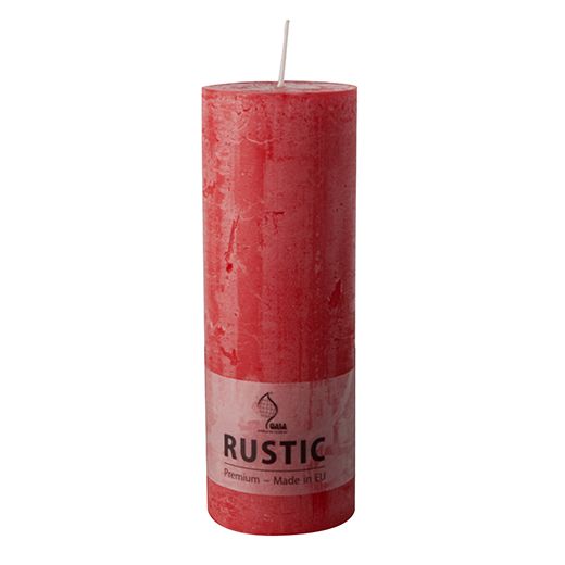 Sveče, cilinder Ø 68 mm · 190 mm rdeča "Rustic" barvne v celoti 1