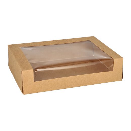 Škatle za sushi Pappe, PLA-beschichtet kvadratna 4,5 cm x 19,5 cm x 14 cm rjava 1