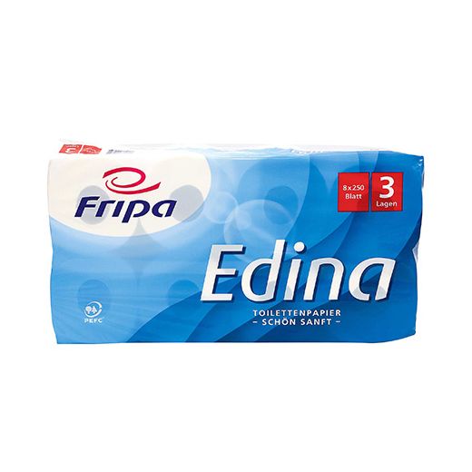 Toaletni papir, 3-slojni, tissue, svetlo bel Ø 12 cm · 11 cm x 9,5 cm hochweiss "Edina" 250 lističev 1