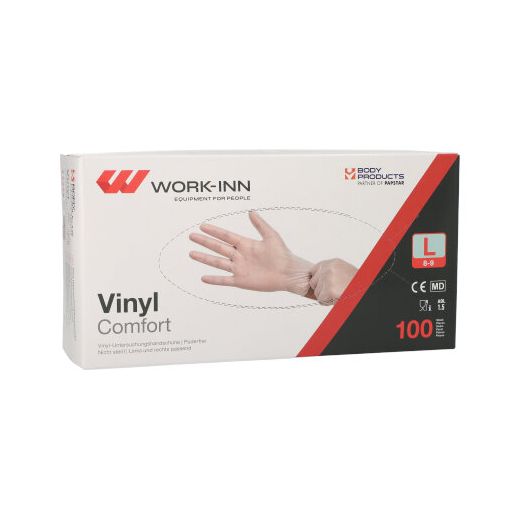 "WORK-INN/PS" Vinyl rokavice, brez pudra "Comfort" prozorna velikost L 1