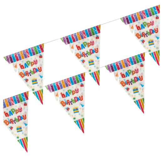Veriga z zastavicami, folija 4 m "Happy Birthday" odporno na vreme 1
