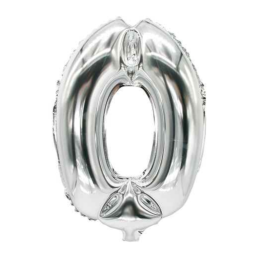 Balon iz folije 35 cm x 20 cm srebrna "0" 1