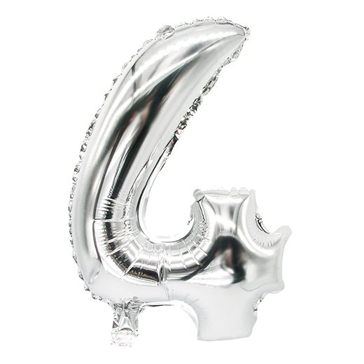 Balon iz folije 35 cm x 20 cm srebrna "4" 1