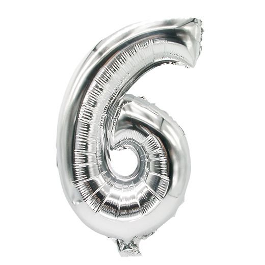 Balon iz folije 35 cm x 20 cm srebrna "6" 1