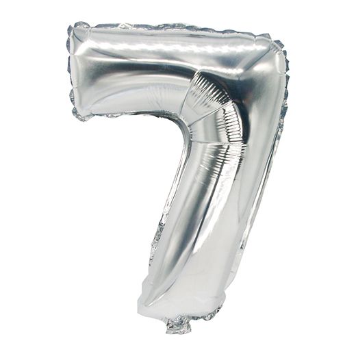 Balon iz folije 35 cm x 20 cm srebrna "7" 1