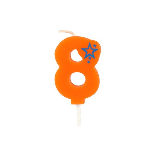 Sveča s številkami, mini 6,8 cm oranžna "8" 1
