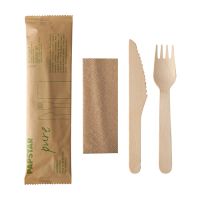 Jedlini pribor, les "pure" : Nož, Vilice, Servieta v papirnati vrečki
