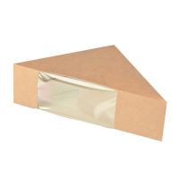 Škatle za sendviče, karton z okencem iz PLA 12,3 cm x 12,3 cm x 5,2 cm rjava