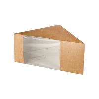 Škatle za sendviče, karton z okencem iz PLA 12,3 cm x 12,3 cm x 8,2 cm rjava