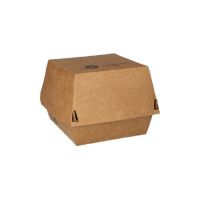 Škatla za burger; material iz svežega kartona 7,8 cm x 9 cm x 9 cm rjava "100% Fair"