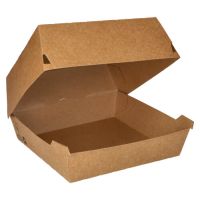 Škatla za burger; material iz svežega kartona 9 cm x 18,5 cm x 18,5 cm rjava "100% Fair" extra velike