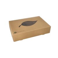 Transportne in catering škatle, karton "pure" 8 cm x 35,7 cm x 24,7 cm rjava "100% Fair" s PLA okencem