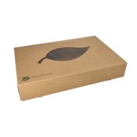 Transportne in catering škatle, karton "pure" 8 cm x 46,4 cm x 31,3 cm rjava "100% Fair" s PLA okencem